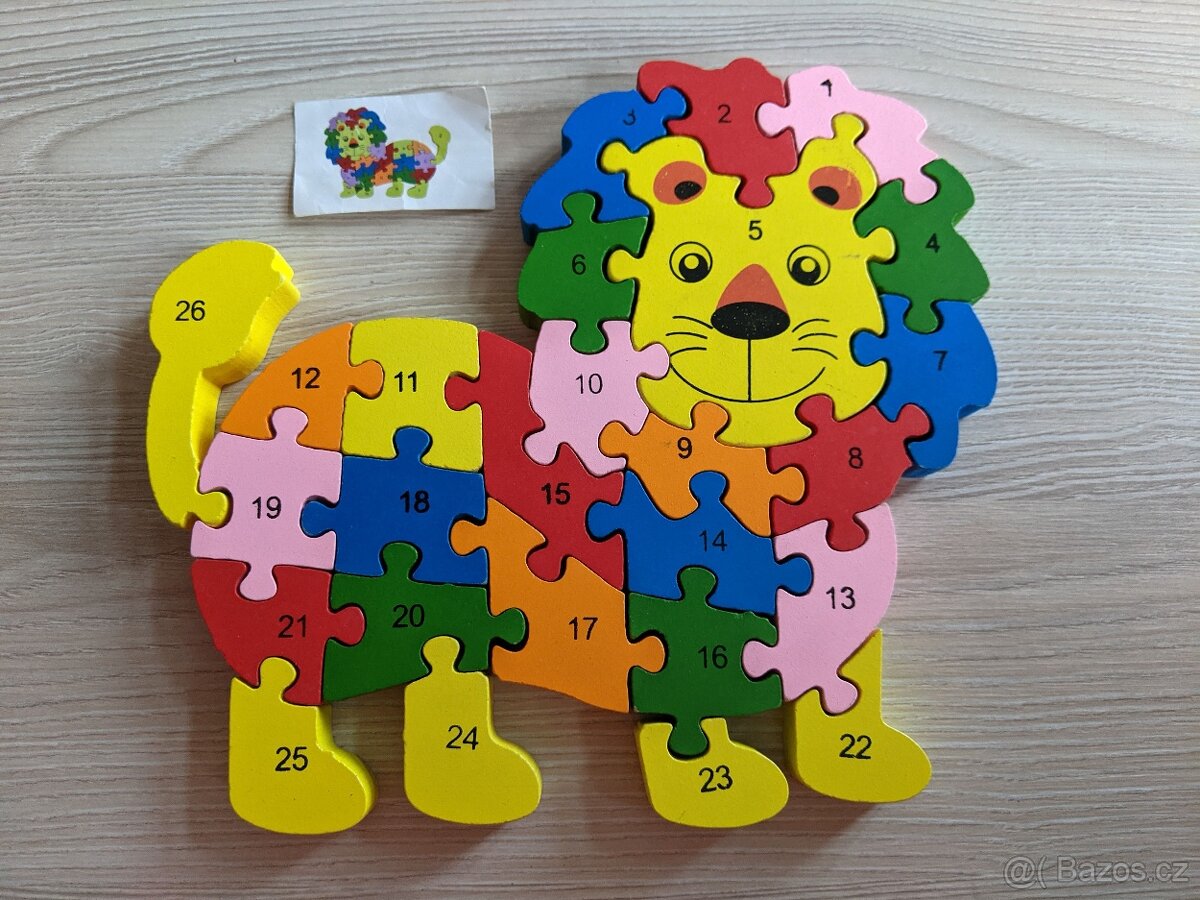 Vzdělávací dřevěné puzzle lev - 2