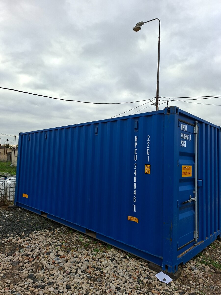 Modrý lodní kontejner 20' se 3 dveřmi – flexibilní. - 2