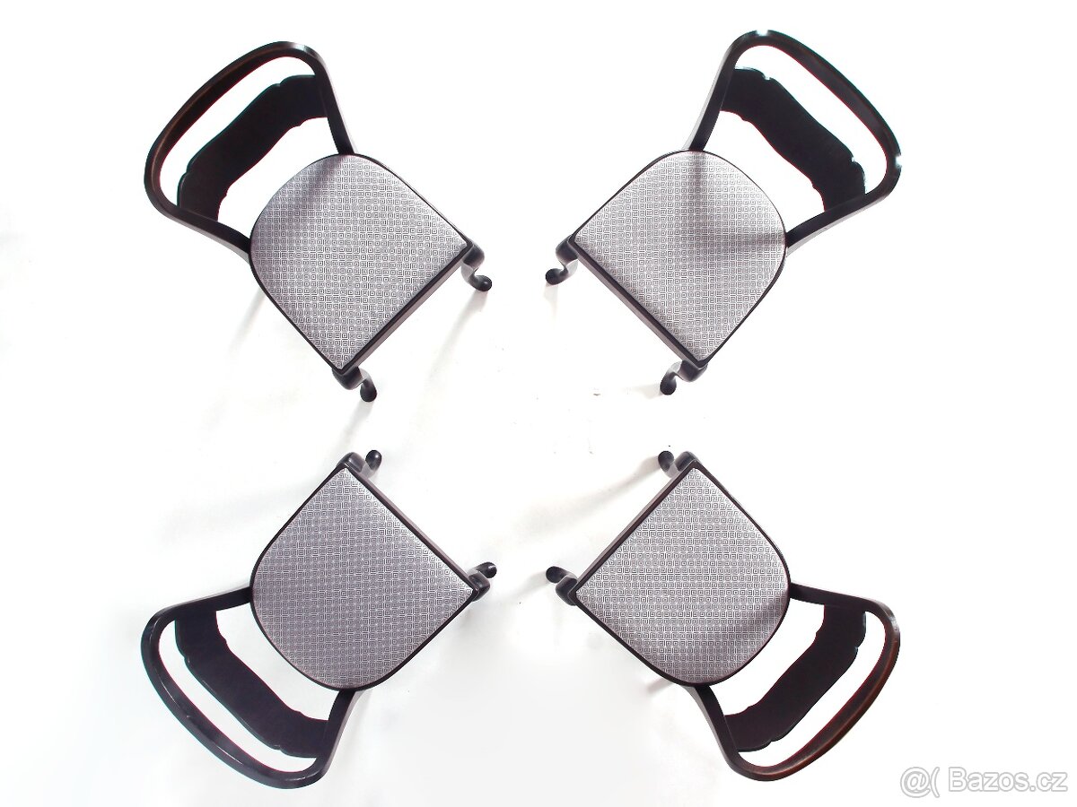 4x značené židle THONET, nové čalounění. - 2