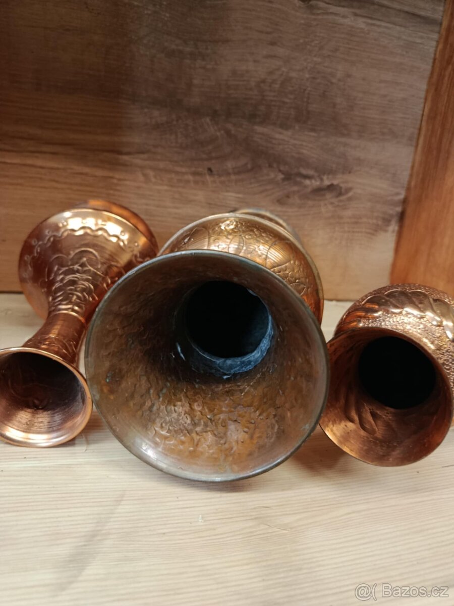 Vázy měď-3ks - 2