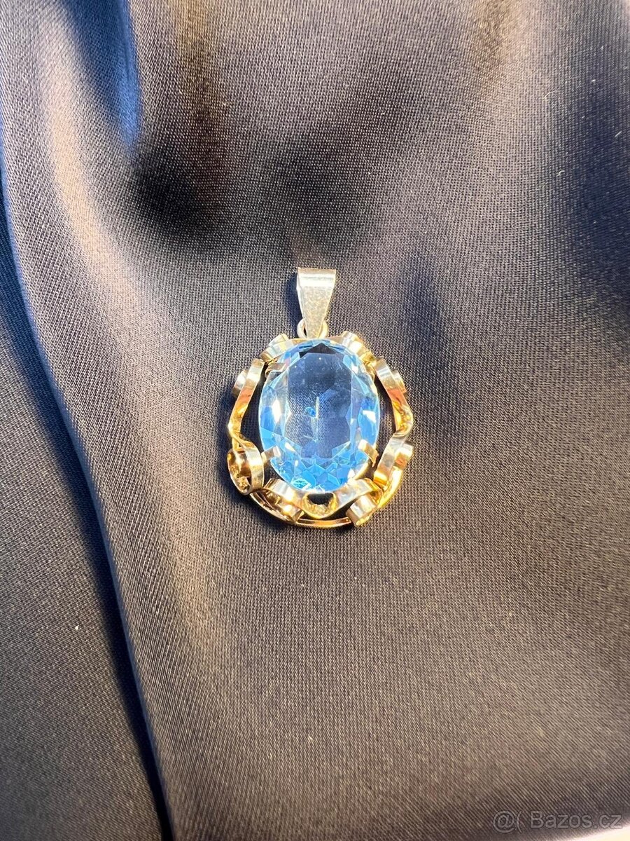 💎Krásný zlatý přívěsek s akvamarínem 585 – 4,44 g - 2