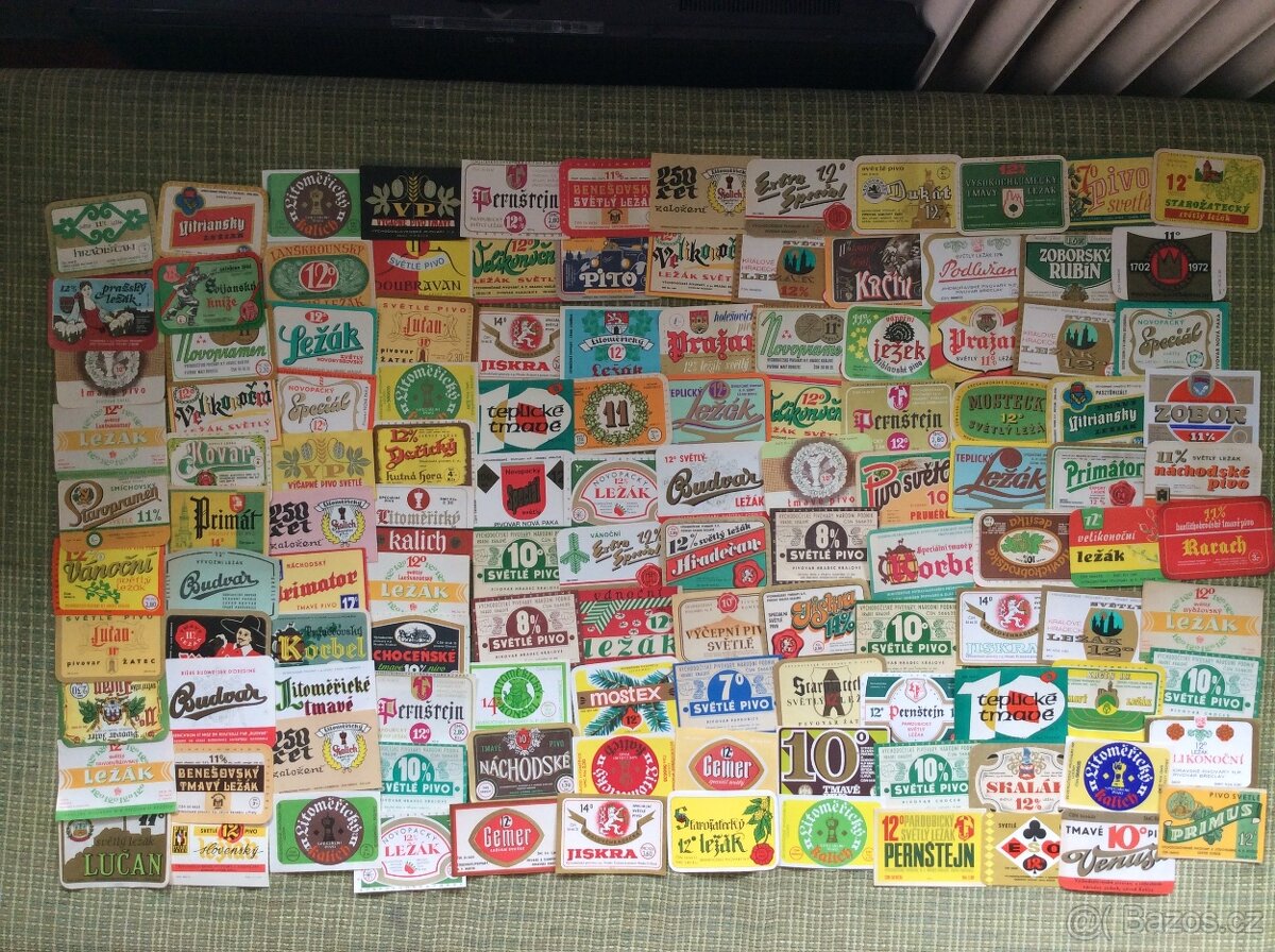 Pivní etikety - ČSR, ČR - více než 500 ks, každá je jiná - 2
