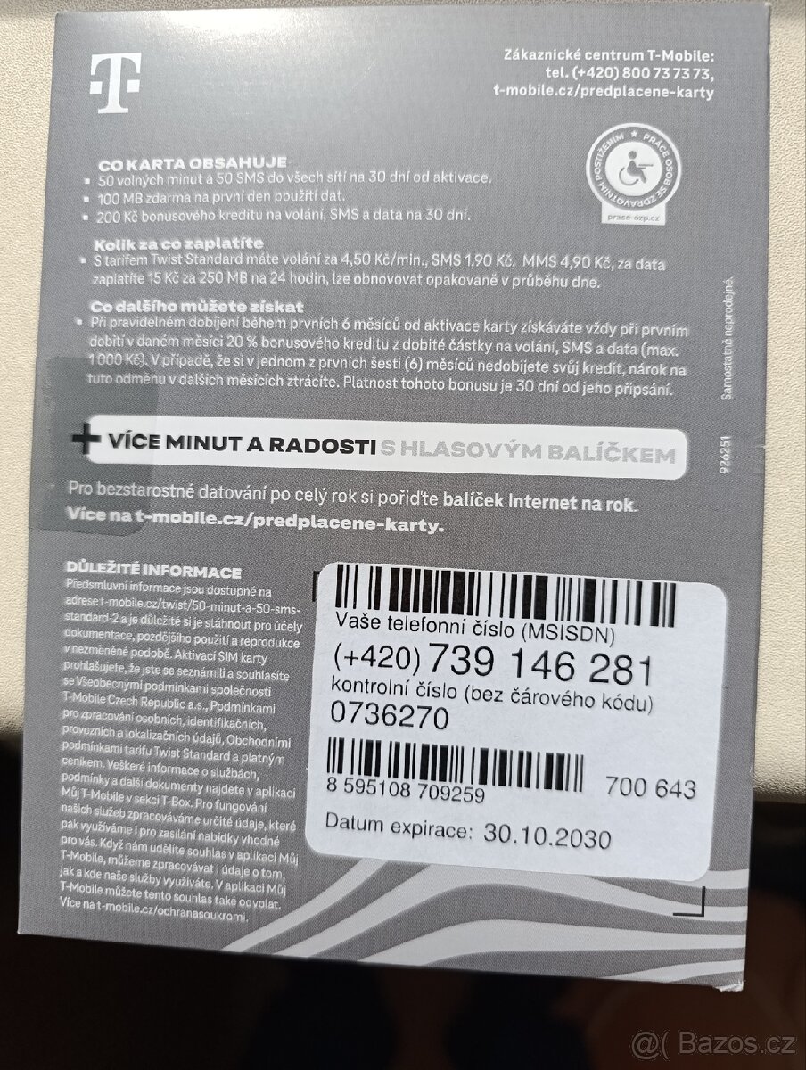 Předplacená karta T-MOBILE - 2