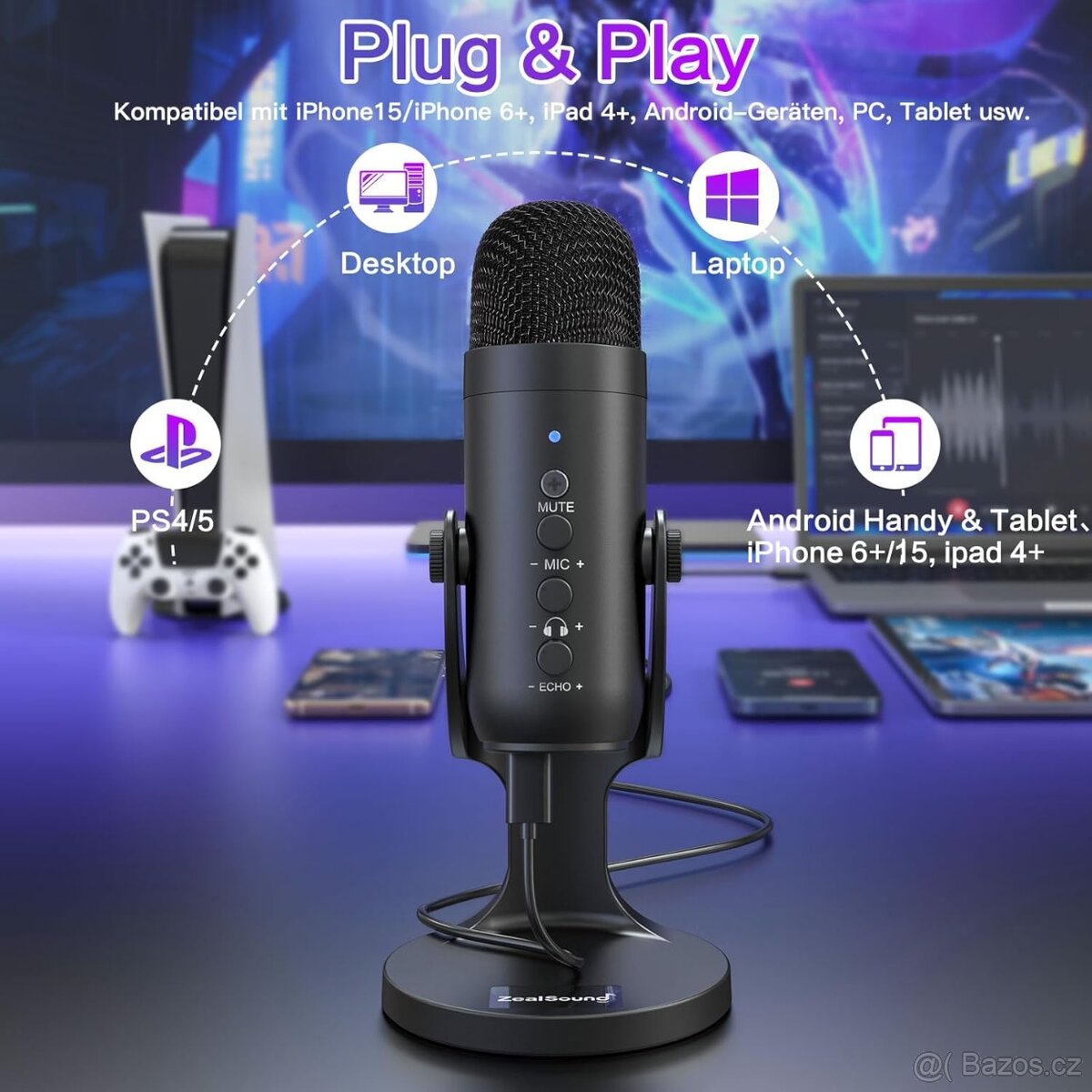Nový studiový mikrofon pro streamování a hraní - 2