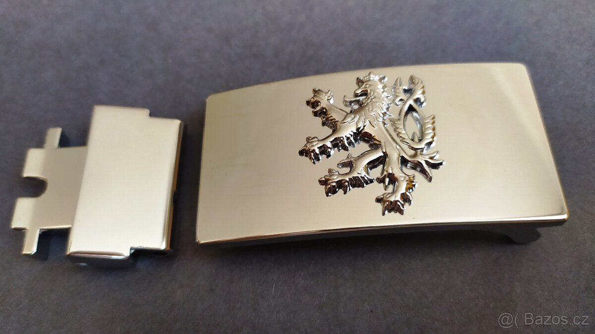 OPASEK KOŽENÝ SE ZNAKEM ČESKÉHO LVA NA PŘEZCE - 2