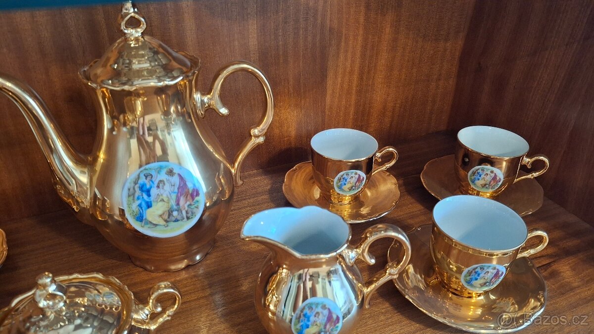 kávová souprava porcelán 3 grácie zlatá - 2
