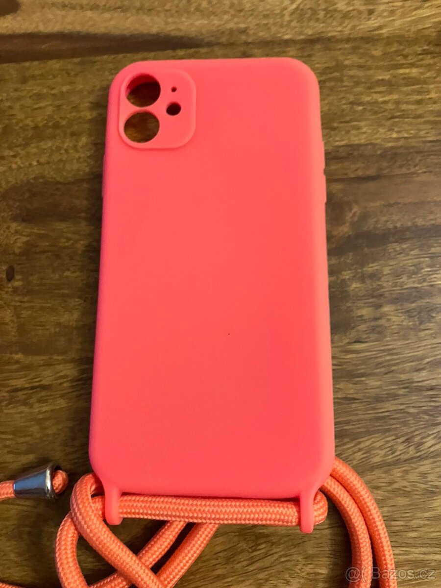 Silikonový obal se šňůrkou na iPhone XR-neonově růžový NOVÝ - 2