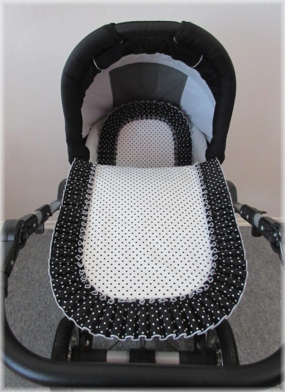 Peřinky- plymo do kočárku černobílé puntíky - 2