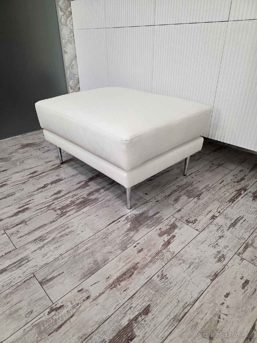 TABURET BÍLÁ EKOKŮŽE - 2