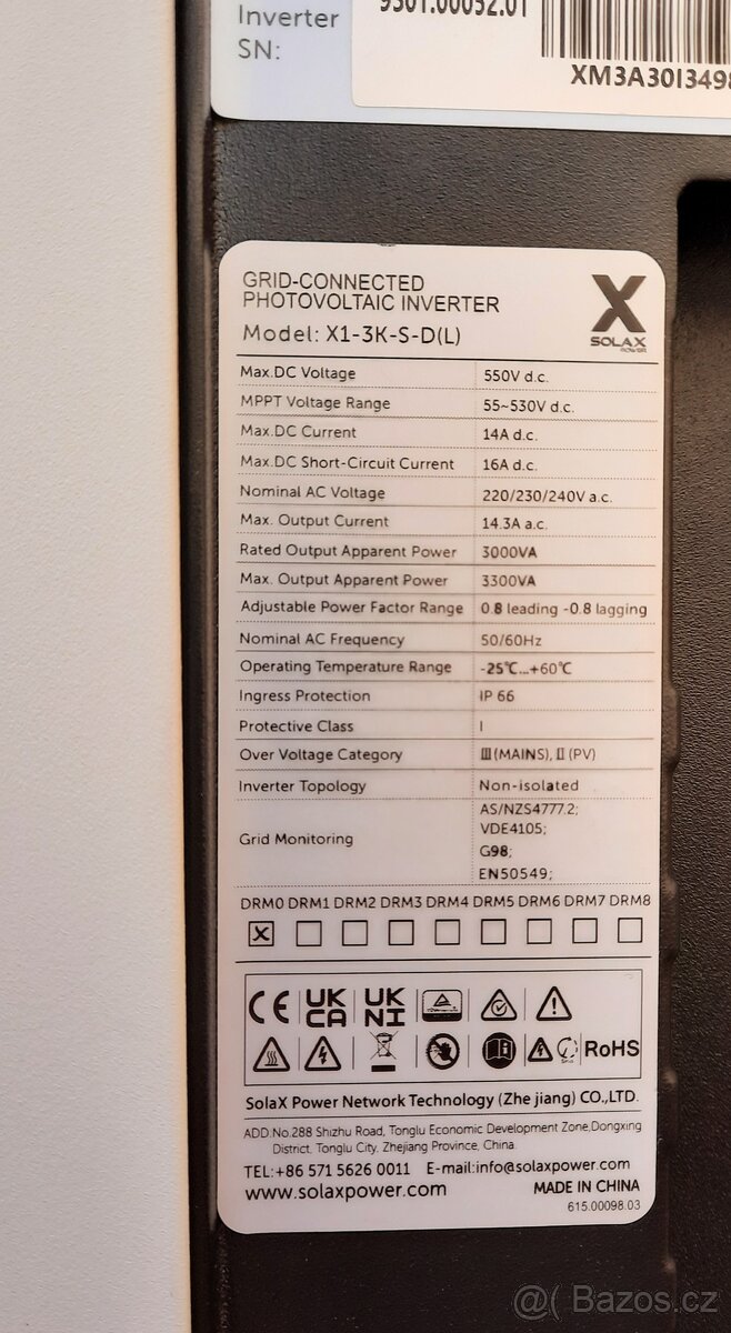 Solax X1 3,0kW, CT trafo - 2