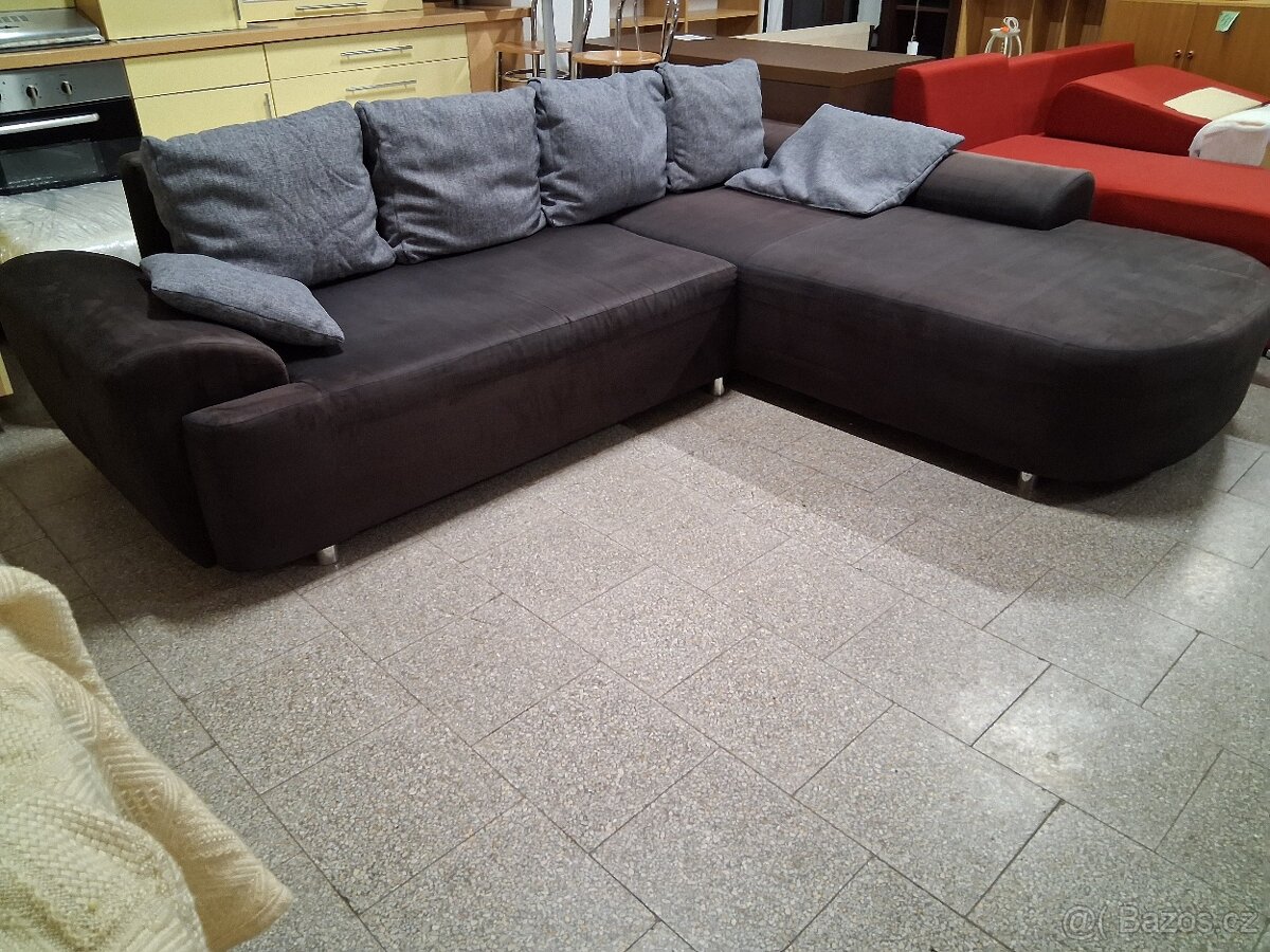 Sedačka rohová rozkládací hnědá - 2