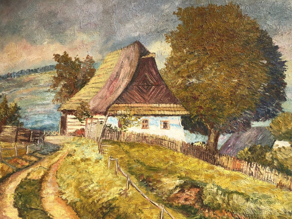 Obraz krajina, olej na desce 115x80cm - 2