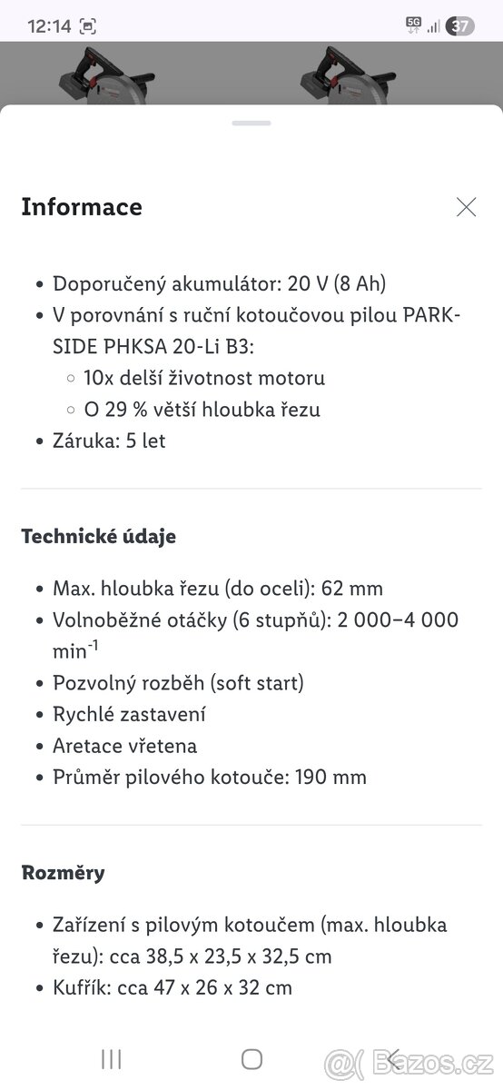 Kotoučová pila na kov 190mm - 2