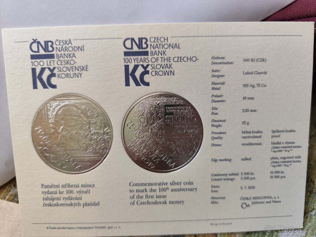 stříbrná mince ČNB - 2
