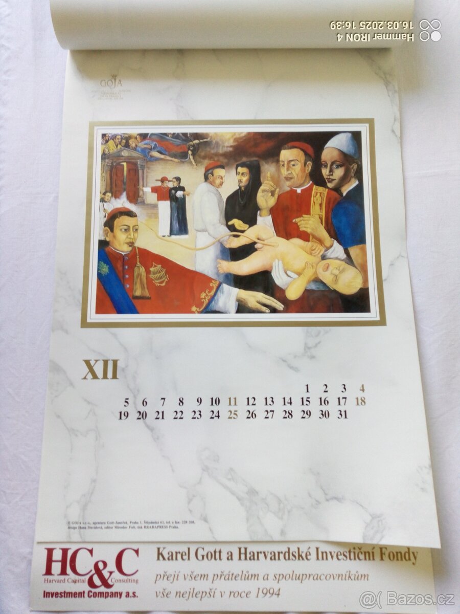 Karel Gott obrazy -kalendář z roku 1994 - 2