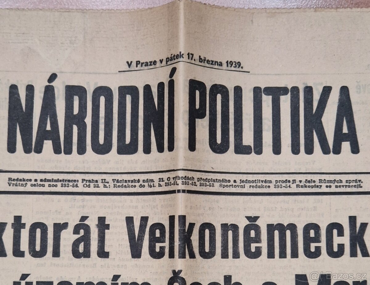 Noviny Nový lid - České země pod protektorátem 3x - 2