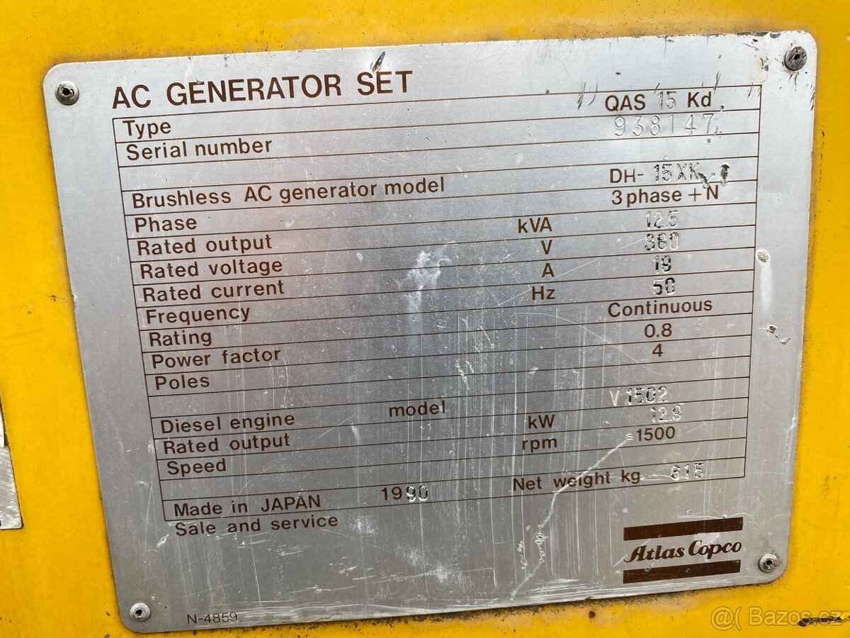 ELEKTROCENTRÁLA ATLAS COPCO QAS 15 KD - 2