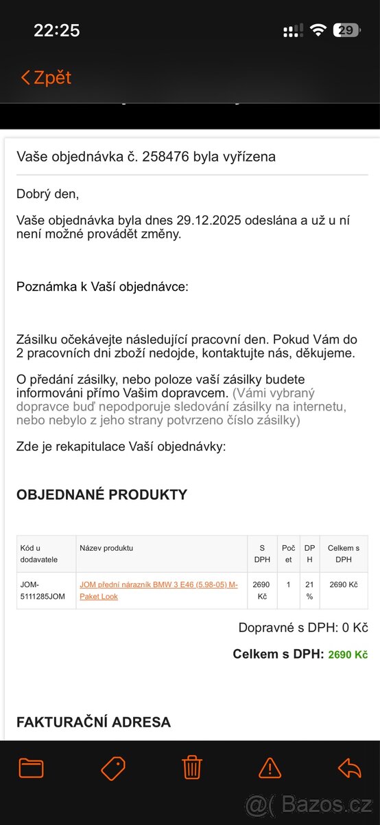 E46 mpaket nárazník - 2