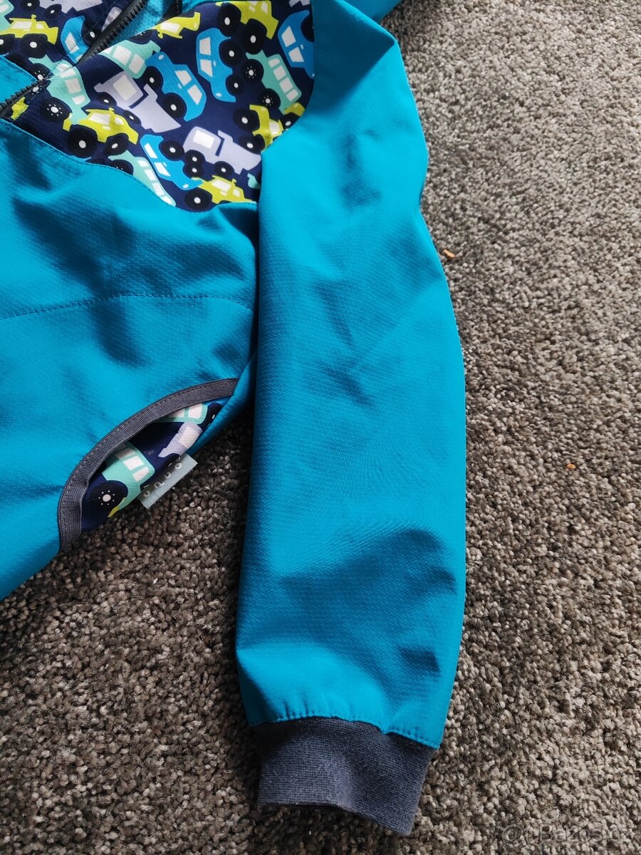 Unuo bunda modrá autíčka softshell vel 92/98 - 2