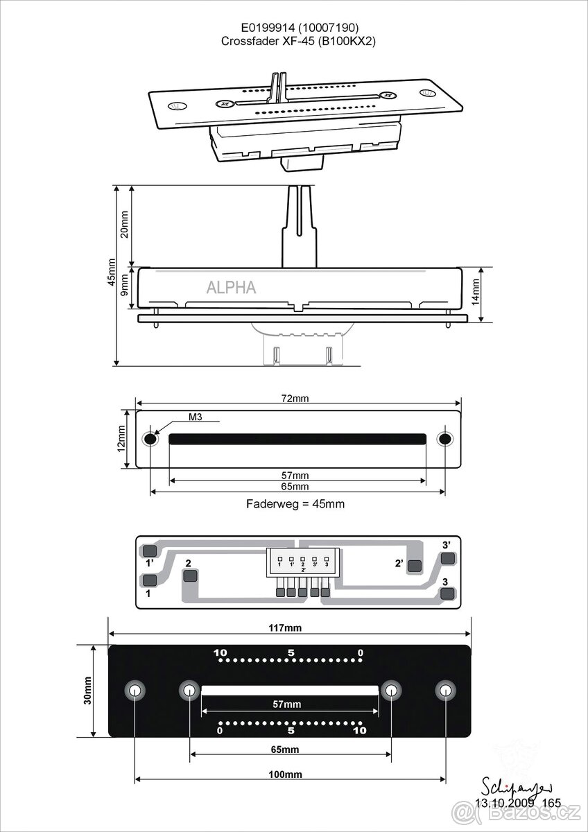 Crossfader Omnitronic XF-45 na PM-524 - 2