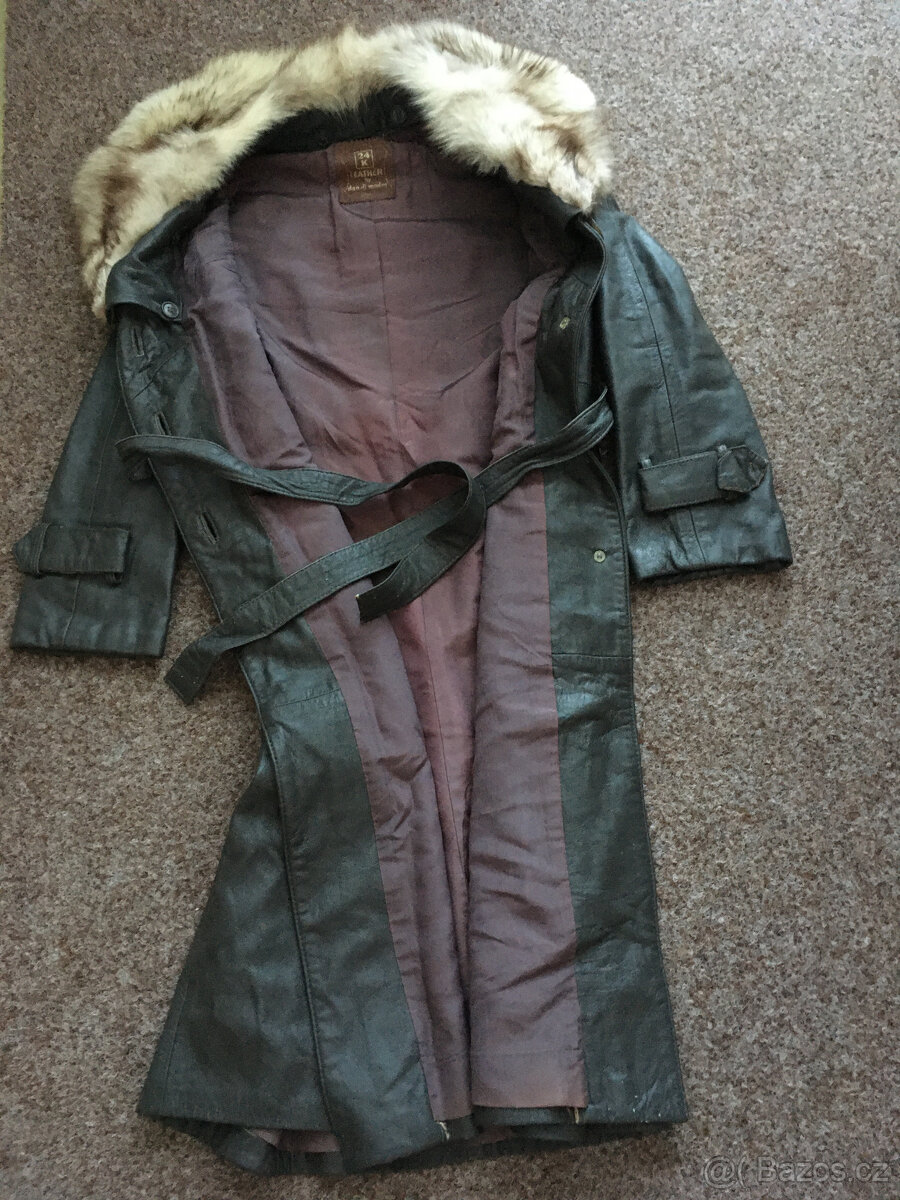 Kožený dámský kabát s pravým liščím límcem - 2