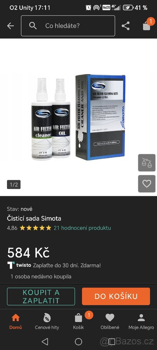 Prodám sportovní filtr Simota s příslušenstvím. - 2