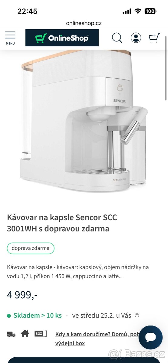 Kavovar Sencor scc3001wh - 2