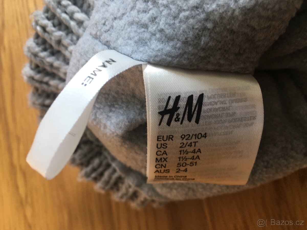 Čepice bambule šedá pletená 92/104 H&M - 2