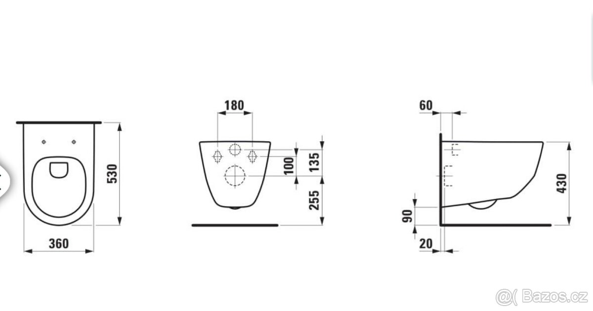 NOVE - WC závěsné Laufen Kartell - černá mat zadní odpad - 2