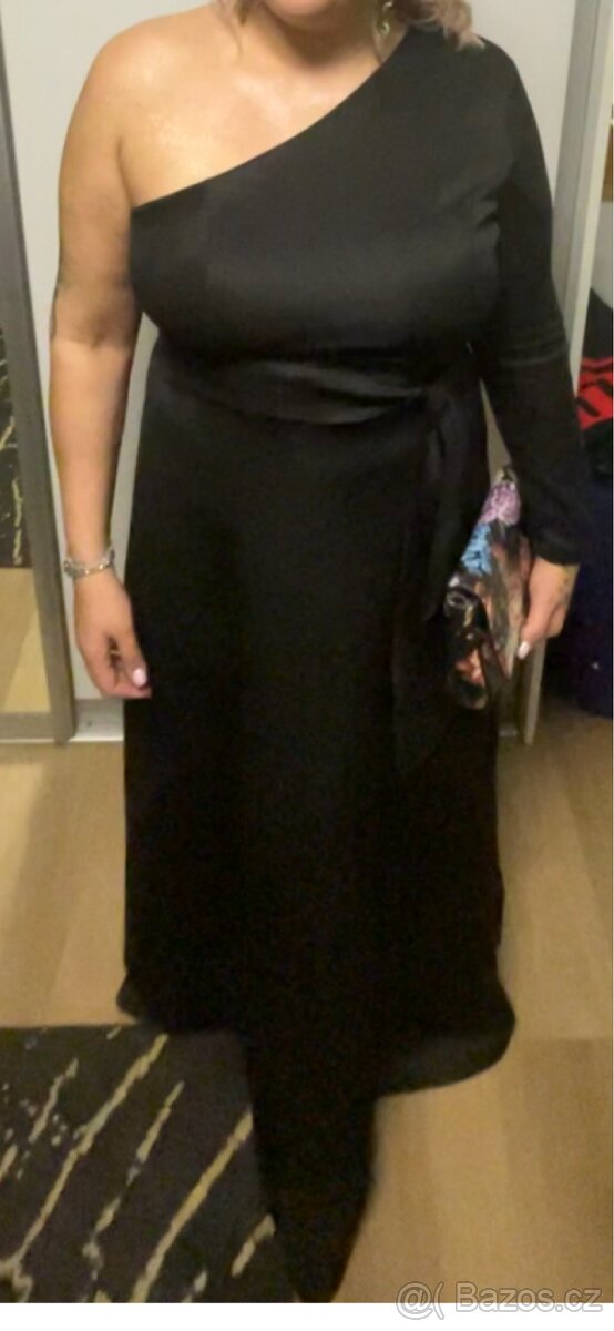 Společenské šaty dlouhé černé 1x nošené jako nové - 2