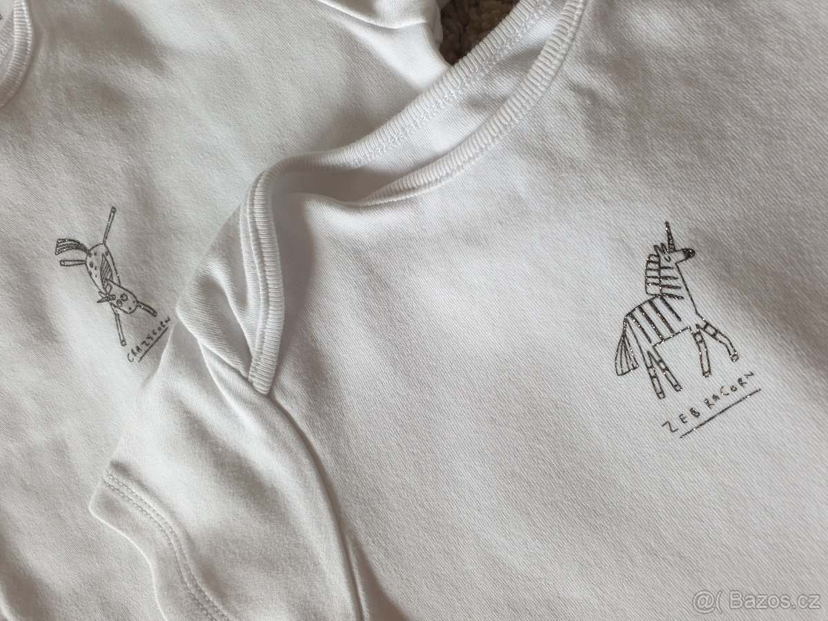 Bílé body Next 92 - jednorožec zebra - 2