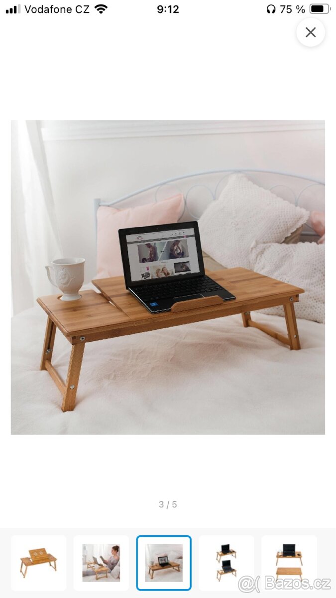 Stolek na notebook do postele 72x35x26 cm - 2