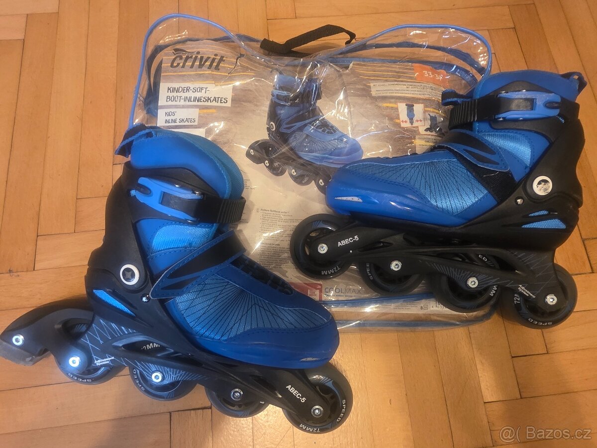 Dětské in-line kolečkové brusle EU33-EU37 přizpůsobitelné, 2 - 2