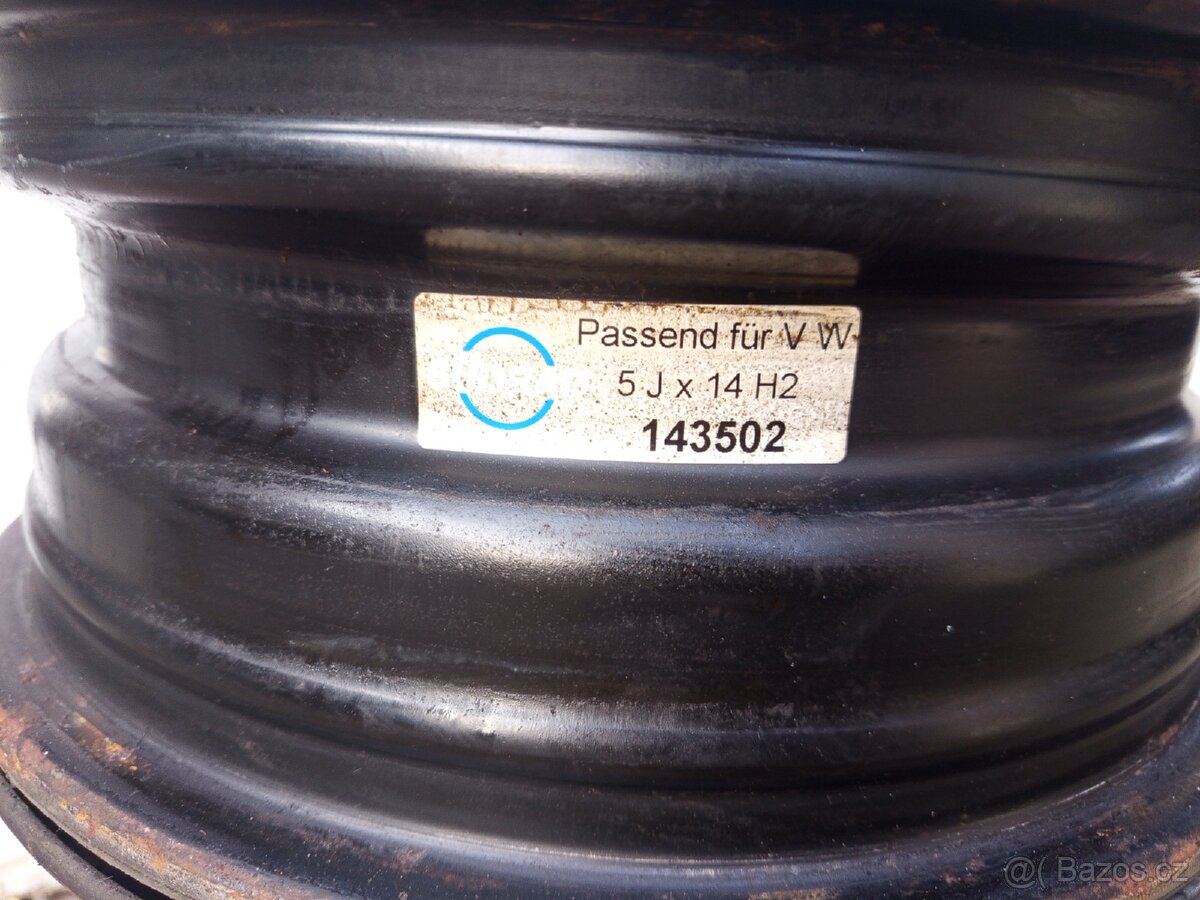 Prodám čtyři plechové disky 5Jx14H2 vhodné na zimní pneu - 2