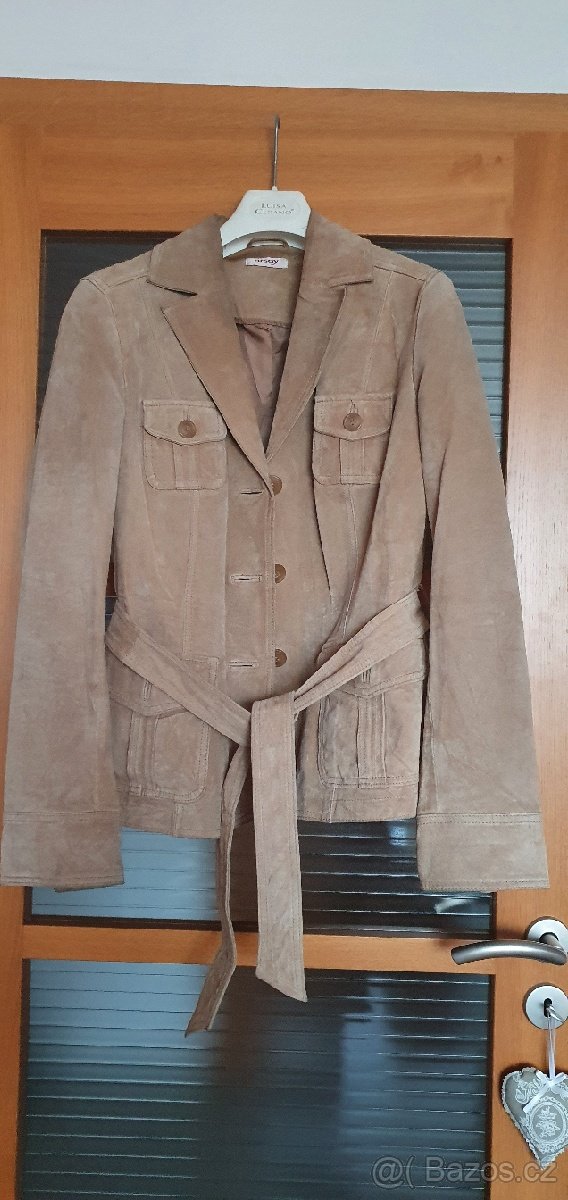 Béžové semišové sako vel.40 - 2