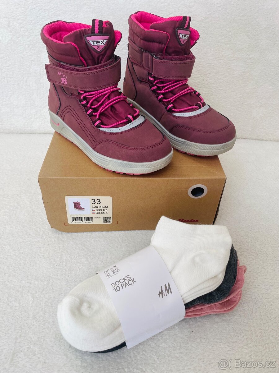 Zimní boty dívčí - Baťa - NOVÉ - 2