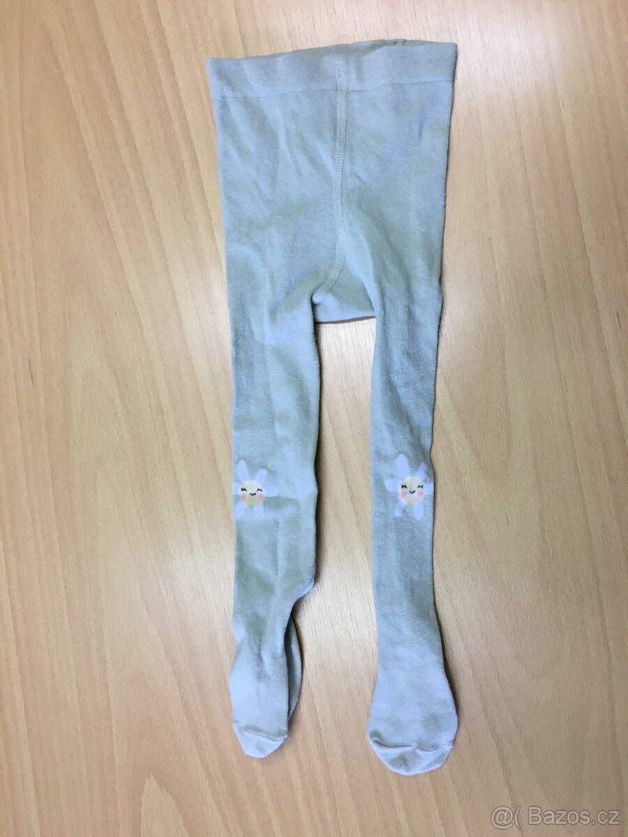 Punčocháče H&M 86/92 zelené kytky kolen - 2