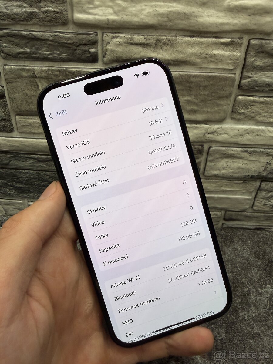 iPhone 16 128GB Black, baterie 100%, e-sim - 2