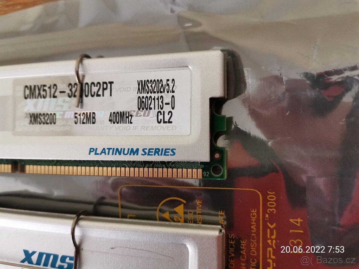 DDR400 RAM Corsair 2x512MB Non-ECC - 2
