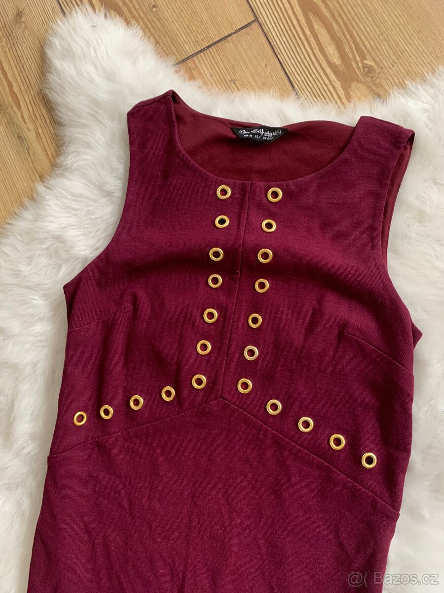 Dámské vínové šaty Miss Selfridge vel. S - 2