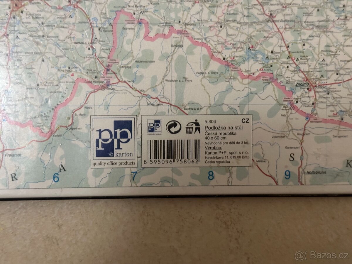 Podložka na stůl mapa České republiky 40 × 60 cm, dobrý stav - 2