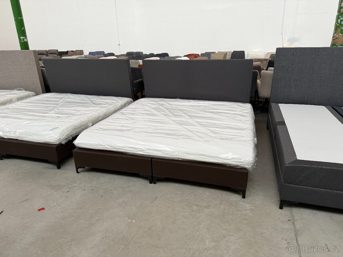 Postel BOXPSPRING šedá KOMPLET NOVÁ 2. jakost - 2