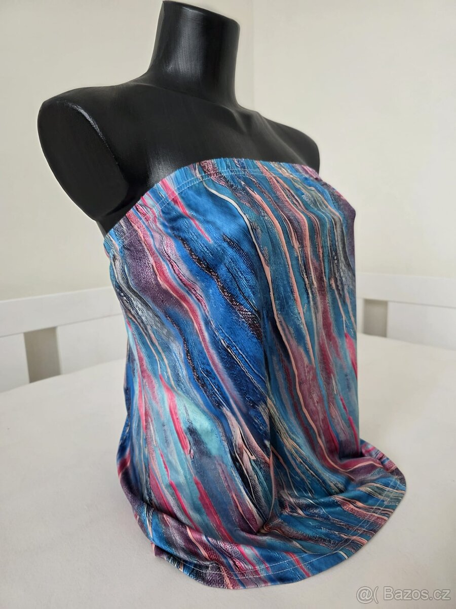 Dámský modrý top se vzorem - S - S/M - M - 2