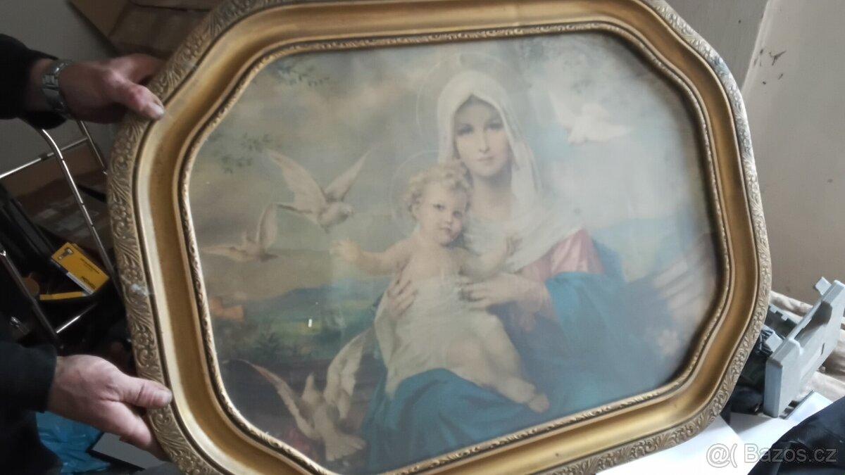 Retro obraz žena s dítětem. - 2