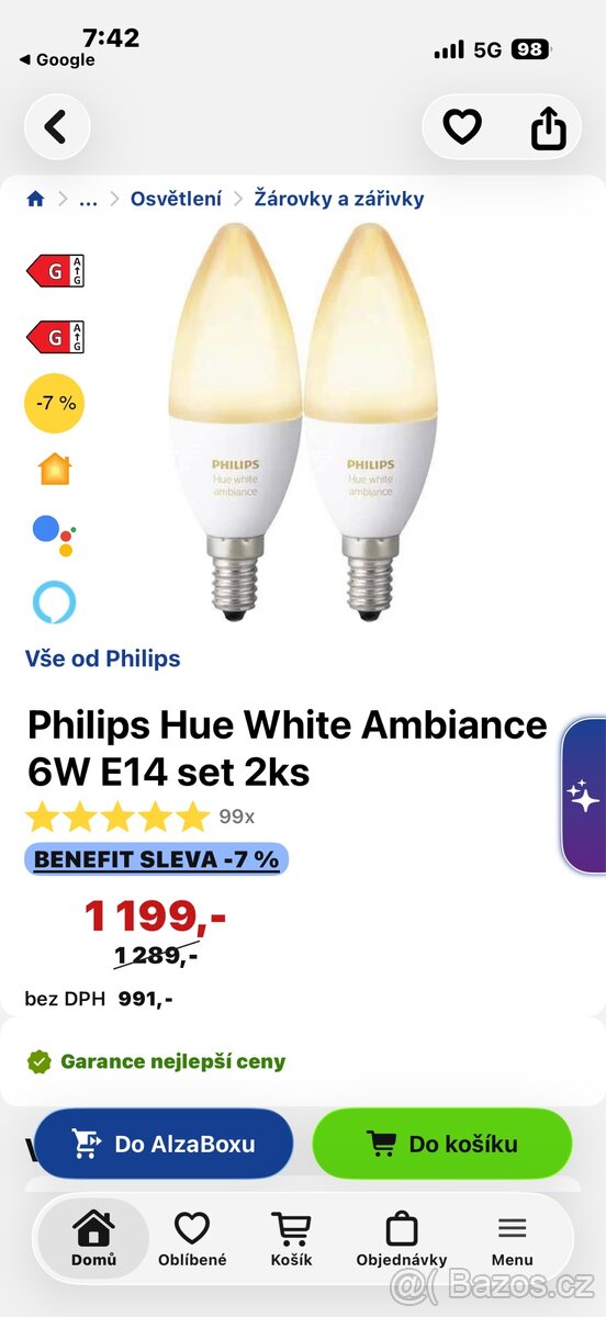 Philips Hue White Ambiance 5,2W LED E14 set 2ks - 2