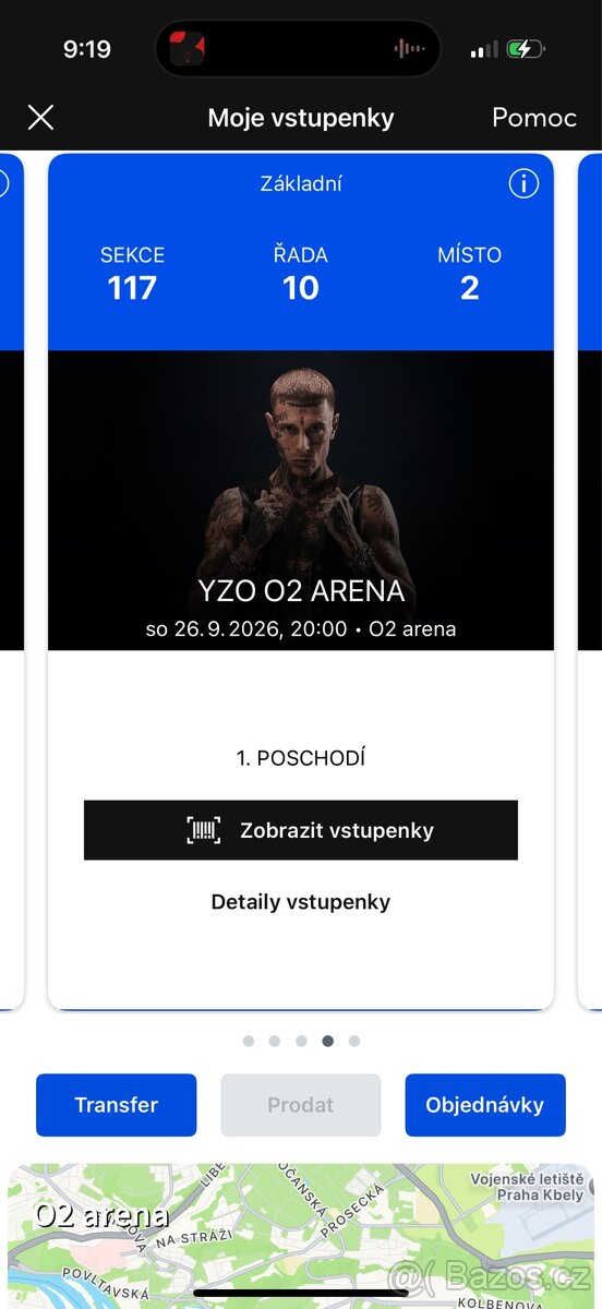 YZOMANDIAS O2 Arena 26.9. – TOP sezení 117, řada 10 - 2