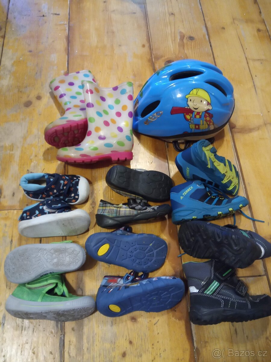 dětské boty 21,22,23,24: bačkory, holinky, cyklistická helma - 2