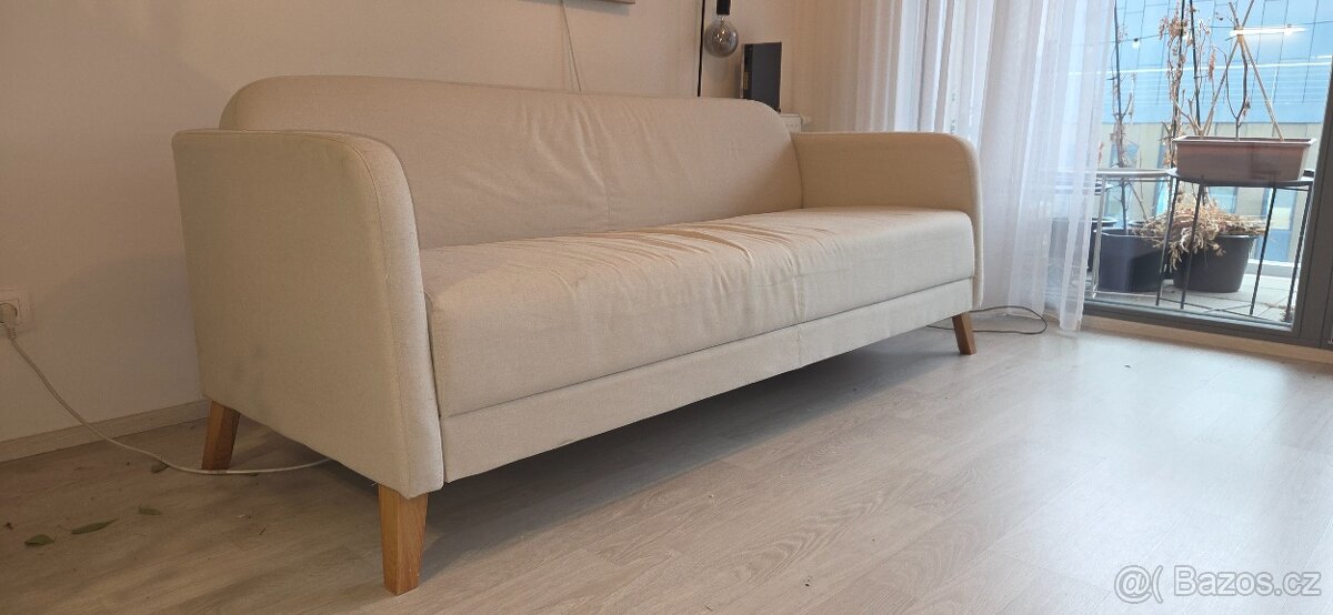Béžová 3místná pohovka IKEA LINANÄS - 2