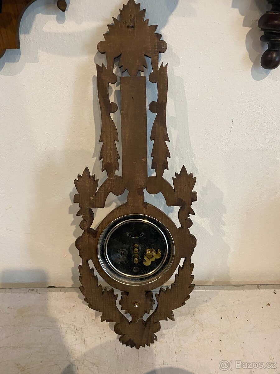 Starožitné hodiny s budíkem a teploměrem - 2