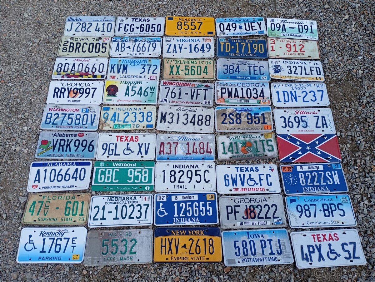 Staré poznávací značky USA spz. Dekorace na zeď. - 2